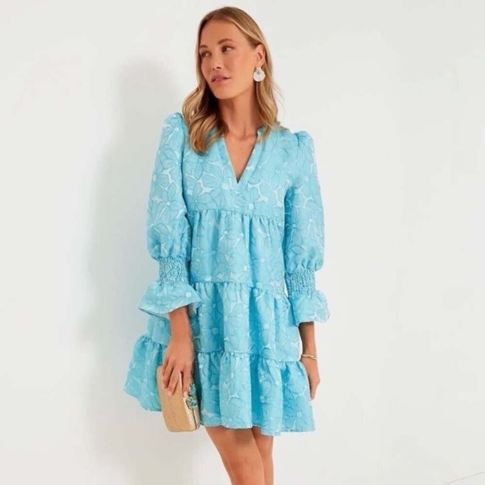 Tuckernuck Light Blue Tiered Eyelet Mini Dress